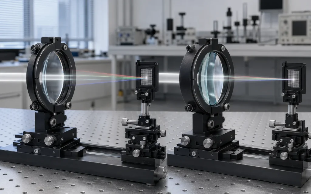 achromatic lens vs singlet lens