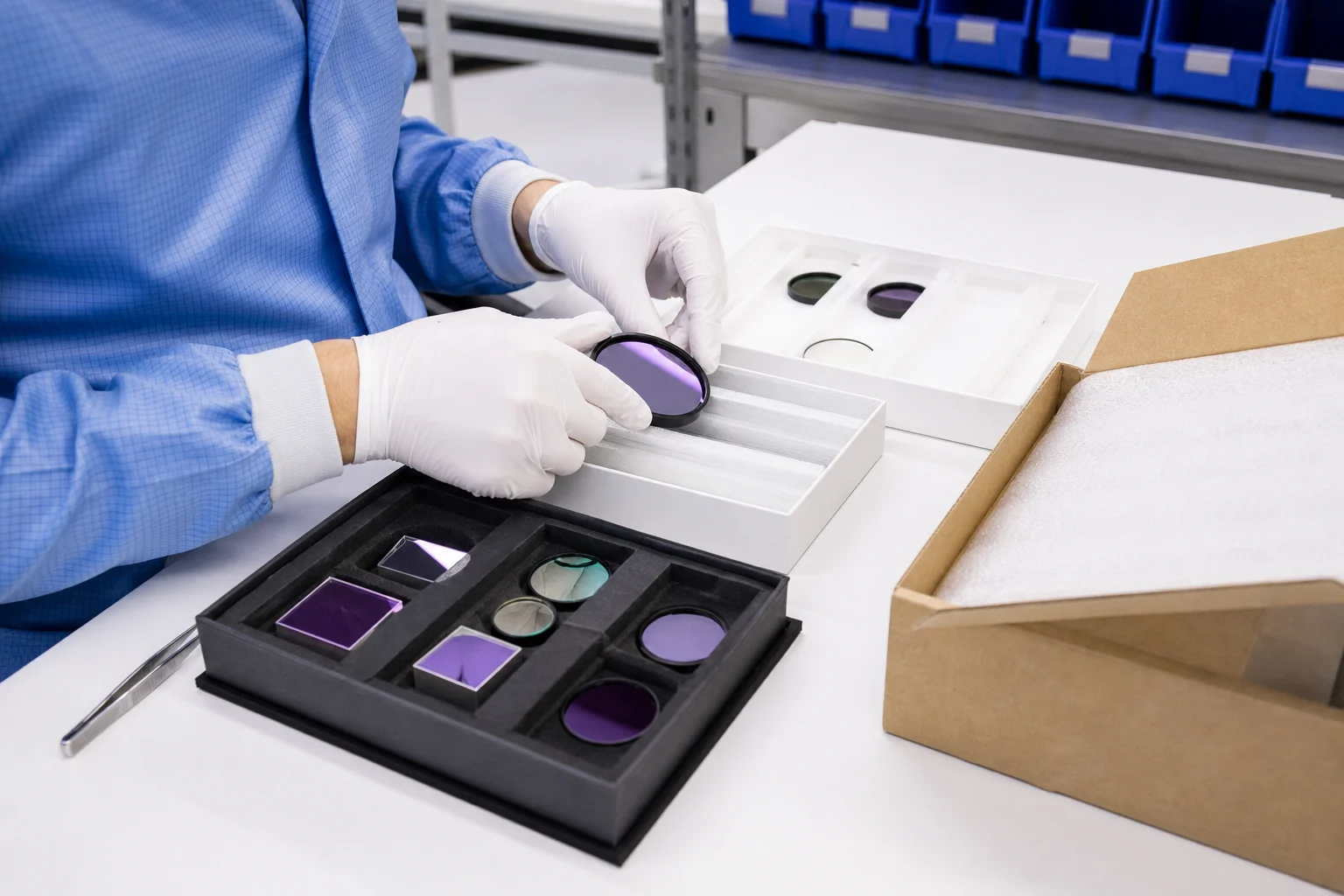 Careful handling and protective packaging of inspected precision optical components