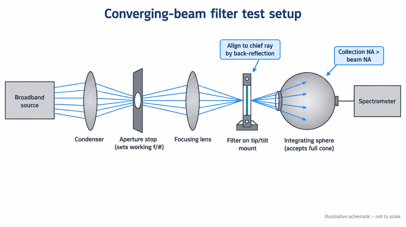 cone angle filter test setup schematic