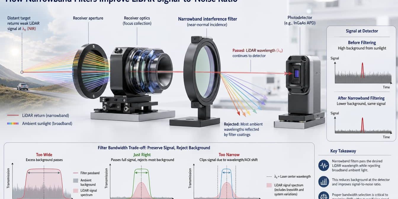 how narrowband filters improve lidar signal to noise ratio