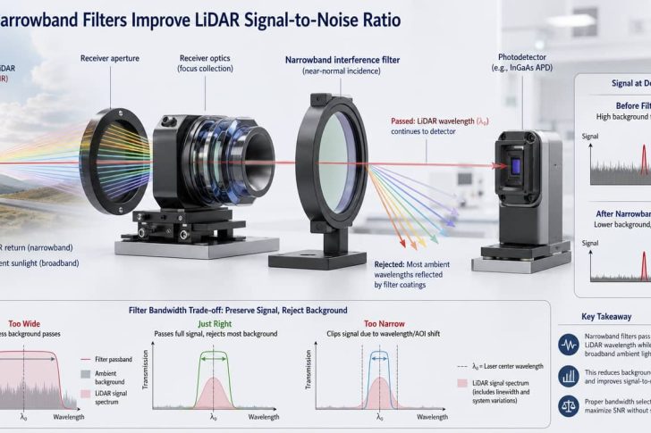 how narrowband filters improve lidar signal to noise ratio