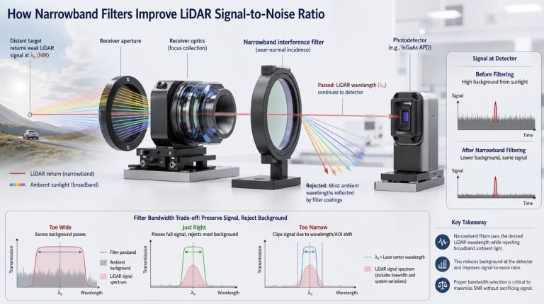 how narrowband filters improve lidar signal to noise ratio