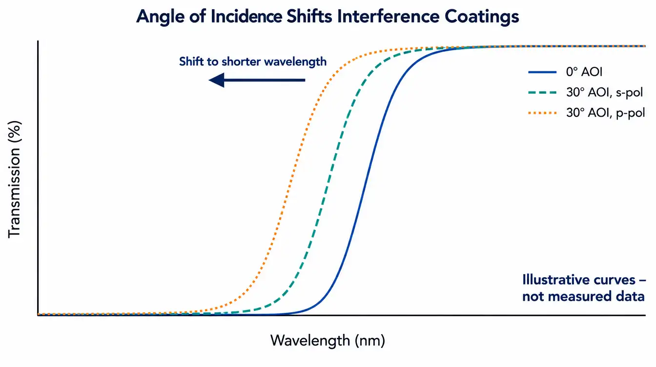 interference coating aoi shift s p split illustrative
