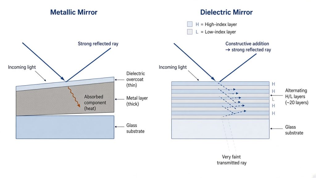 metallic mirror vs dielectric mirror how to choose