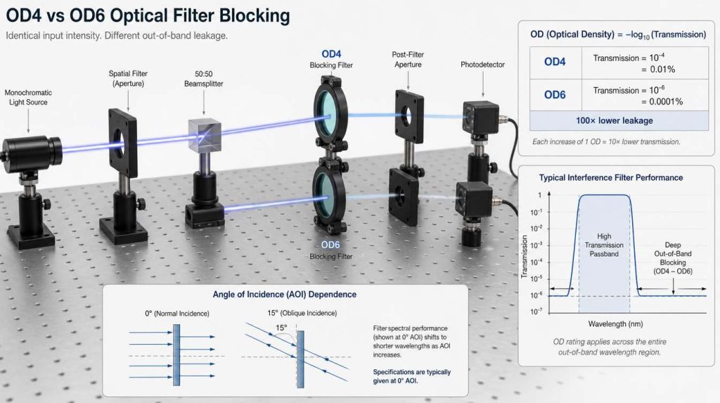 od4 vs od6 optical filter blocking key differences