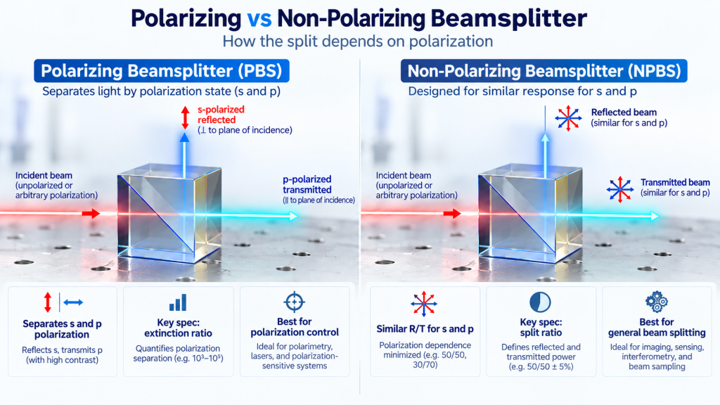 polarizing vs non polarizing beamsplitter