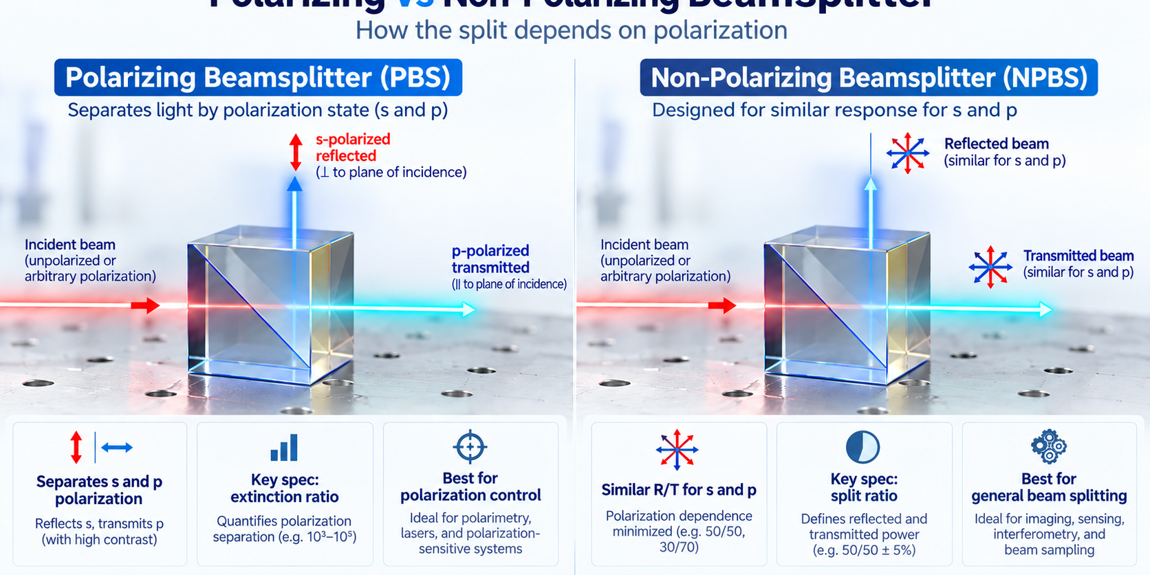 polarizing vs non polarizing beamsplitter polarizing vs non polarizing beamsplitter