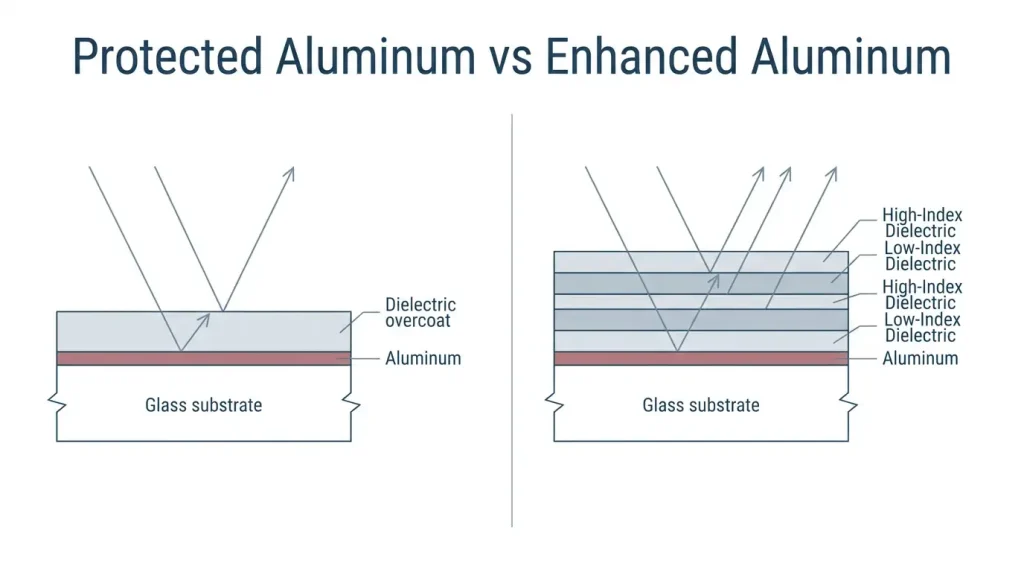 protected aluminum vs enhanced aluminum mirror coatings