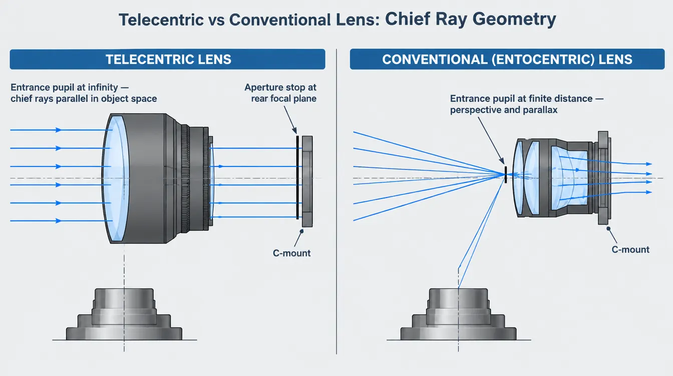 telecentric lens vs conventional lens telecentric lens vs conventional lens