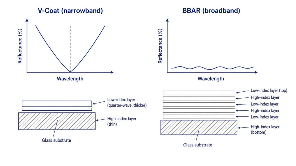 v coat vs broadband ar coating specs and trade offs