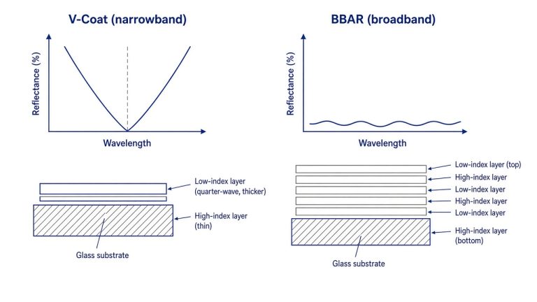 v coat vs broadband ar coating specs and trade offs