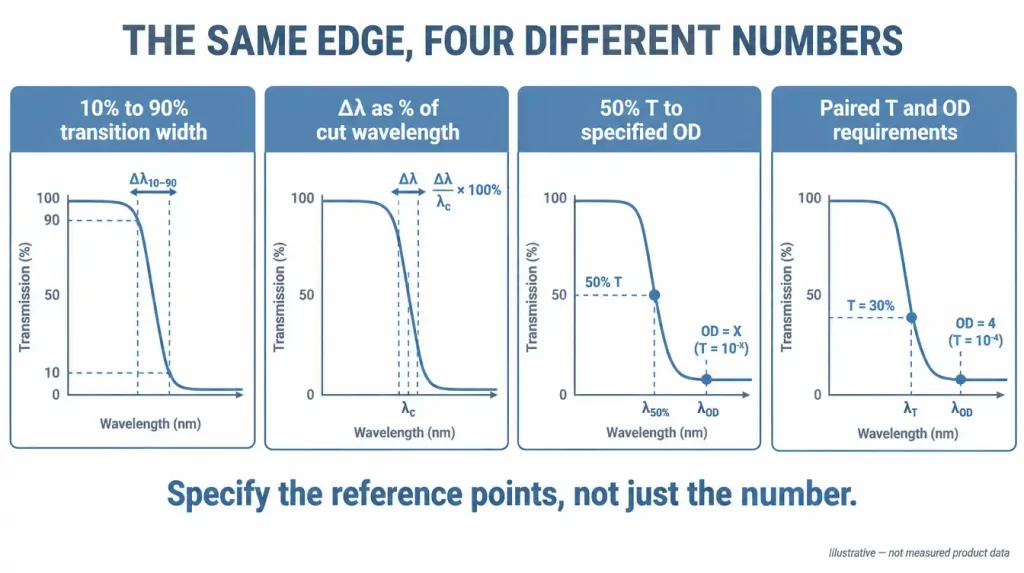 what is edge steepness in an optical filter