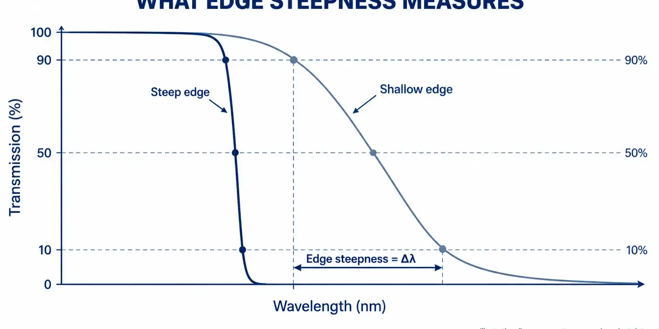 what is edge steepness in an optical filter