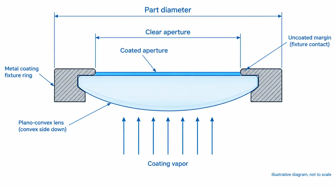 coating fixture uncoated margin clear aperture illustrative