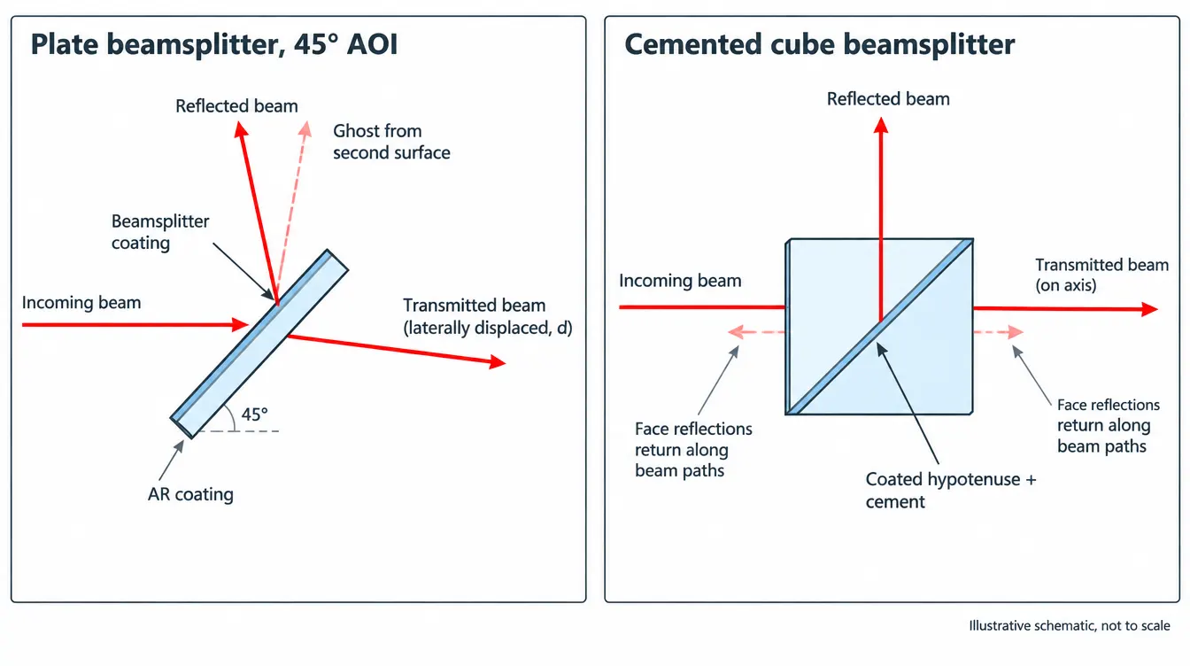 plate vs cube beamsplitter beam paths plate vs cube beamsplitter beam paths